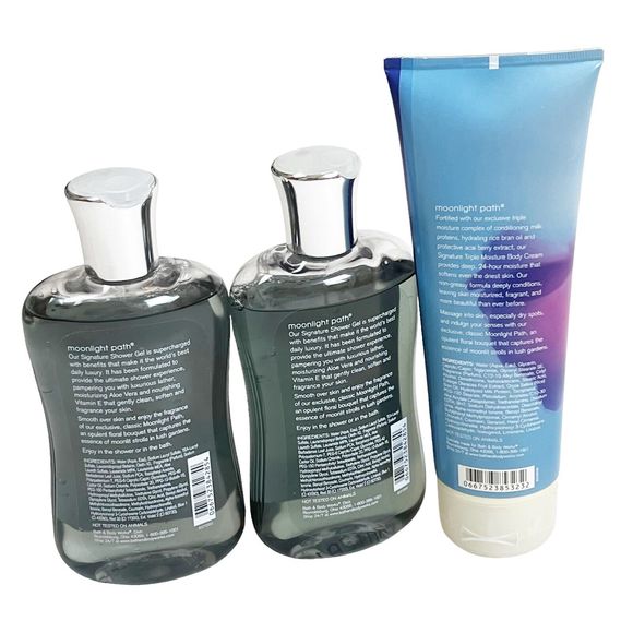 3 pc Bath & Body Works Moonlight Path Shower Gel 10 oz & Body Cream 8 oz - Picture 2 of 3